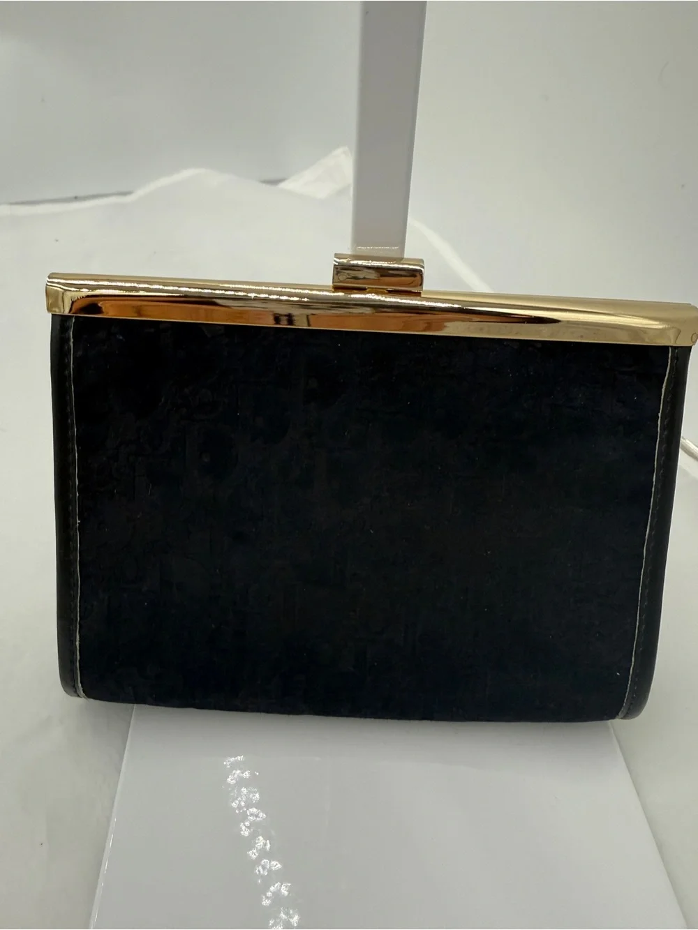 Authentic Vintage Christian Dior Black Trotter Monogram Clasp Coin Purse Pouch